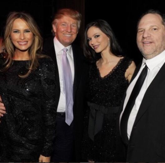 Melania e Donald Trump com Georgina Chapman e Harvey Weinstein
