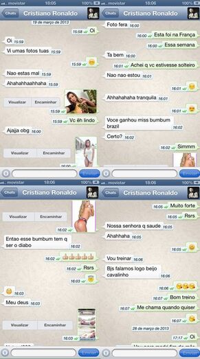 Depois de Ronaldo negar o suposto encontro com Andressa, a ex-Miss Bumbum publicou as mensagens trocadas entre os 2 via Internet